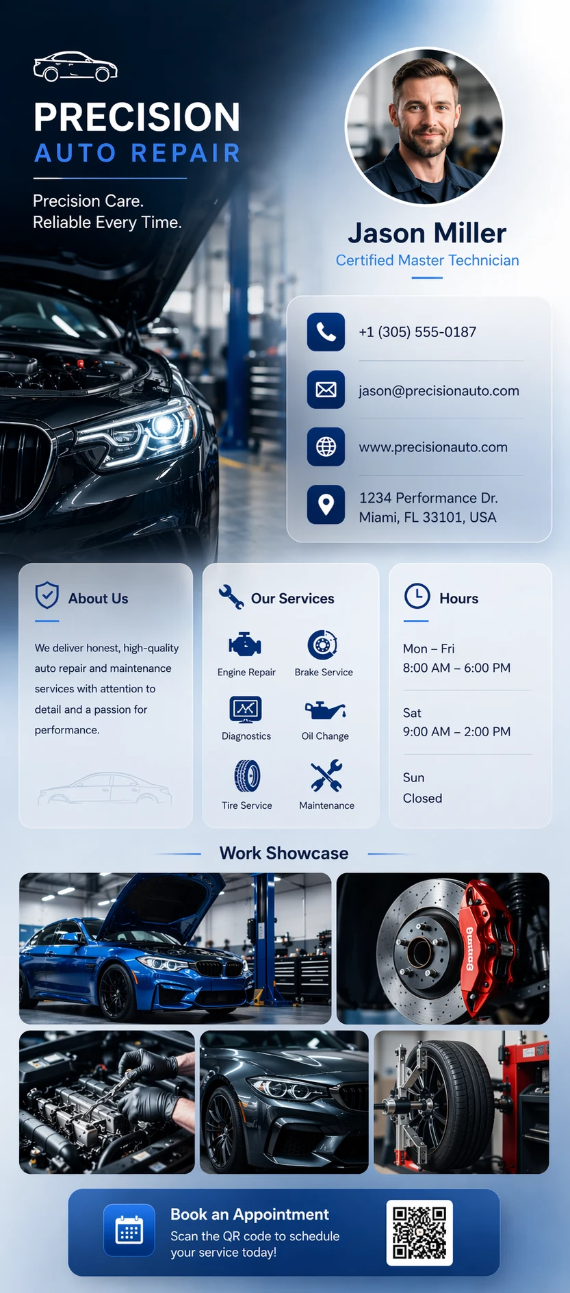 Auto Repair digital business card template preview