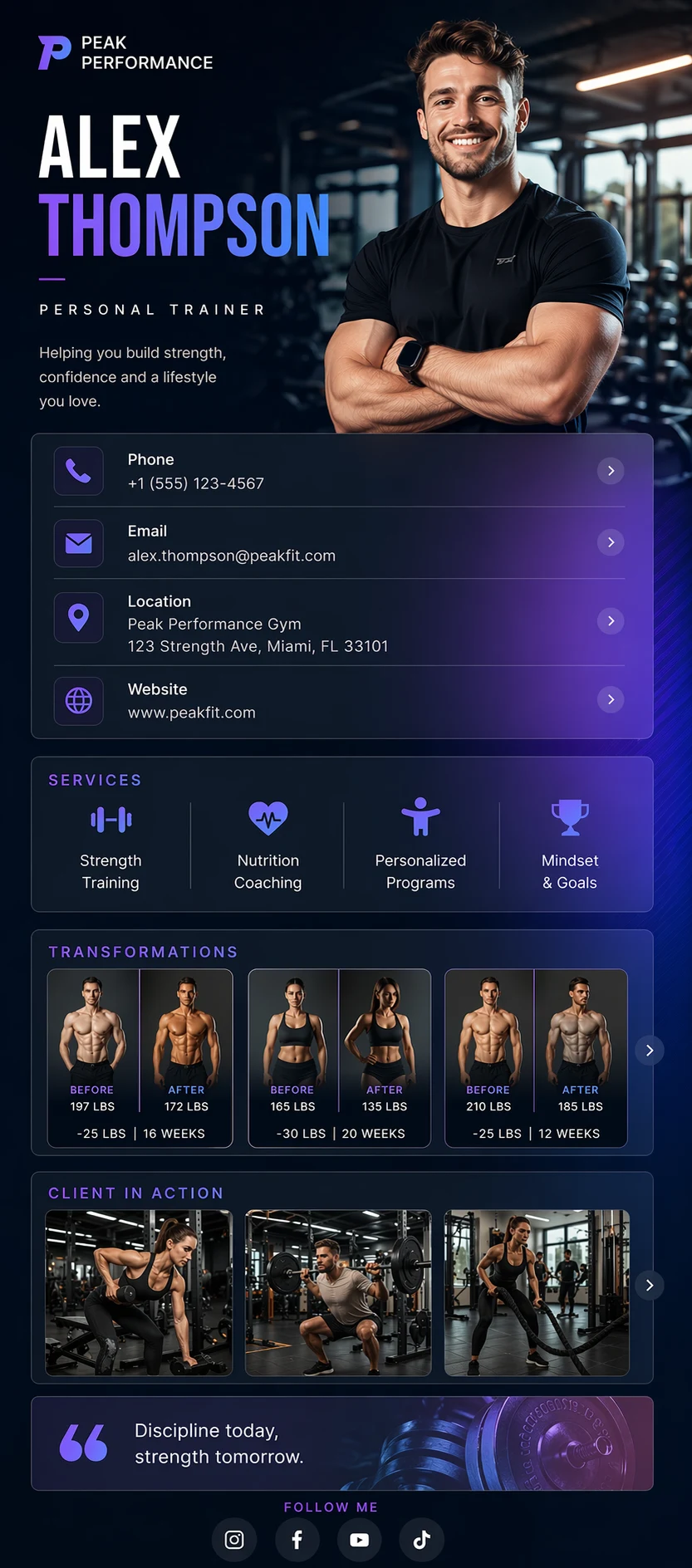 Fitness digital business card template preview