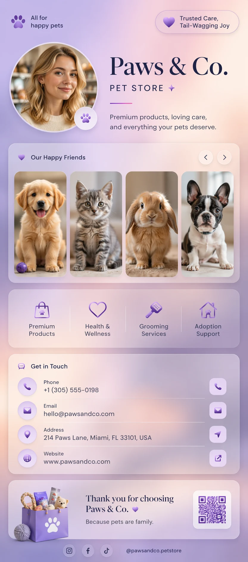 Pet Shop digital business card template preview